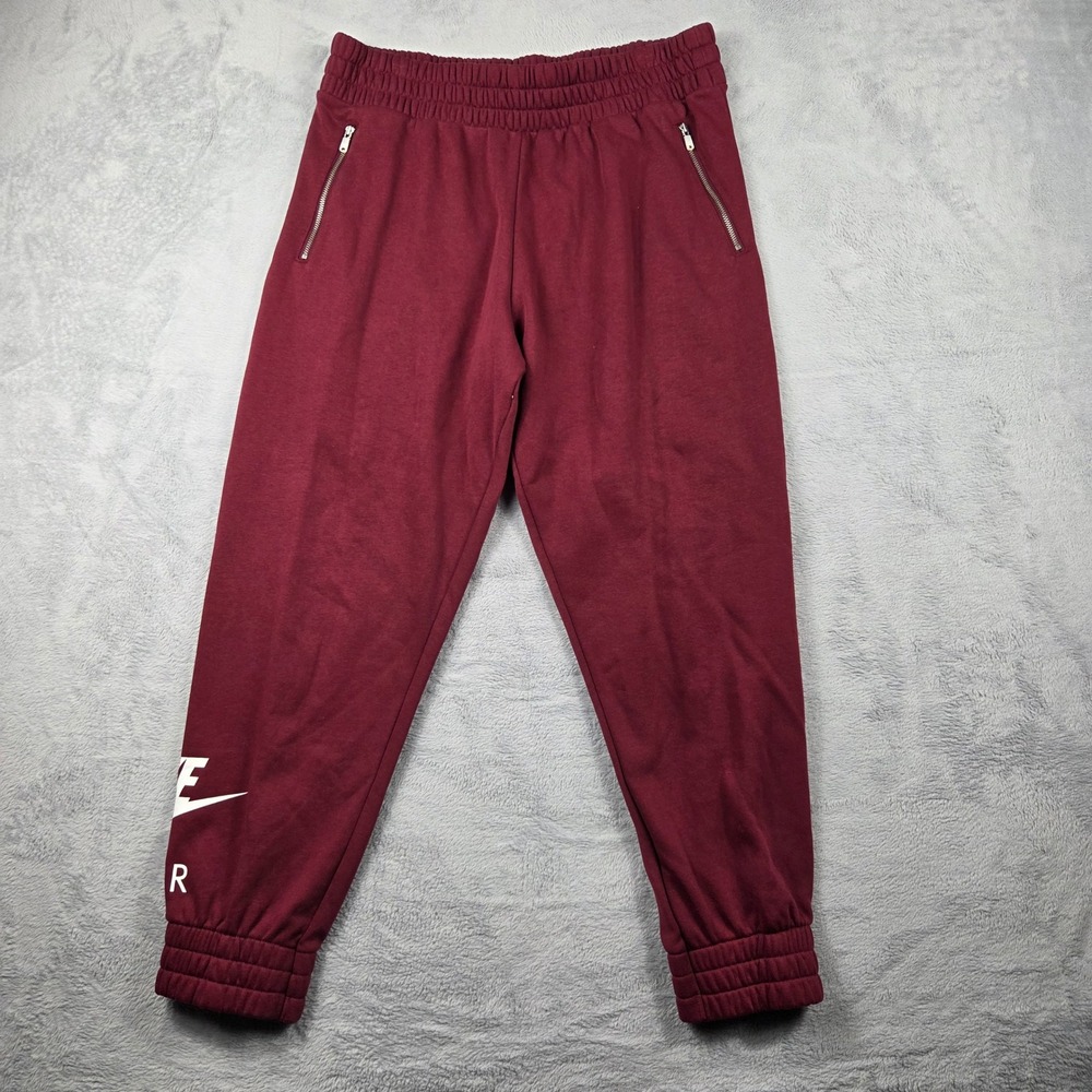 Nike Air Joggers Men Large Burgundy Excellent Fleece Zipper Pockets CU5510-638